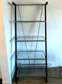 4 tier, metal and glass shelving unit