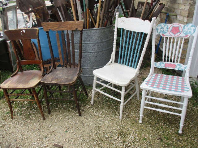 4 OLD PRESSED ARROW BACK GARDEN PATIO CHAIRS $30 EA. VINTAGE in Arts & Collectibles in Winnipeg