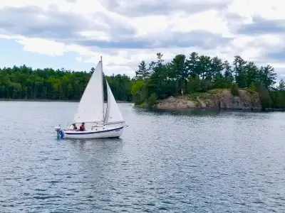 Great boat safe, sailing North Channel On trailer New tires Can be seen at MacBean Harbor