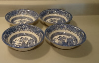 Vintage English Ironstone Blue & White "Willow"  Pattern Bowls