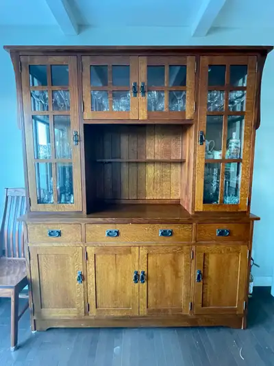 Mission-style sideboard and hutch, View more