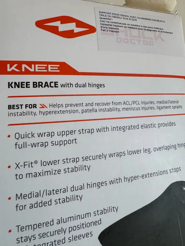 Shock Doctor Ultra Knee Brace – Size L – Dual Hinges in Other in Winnipeg - Image 9