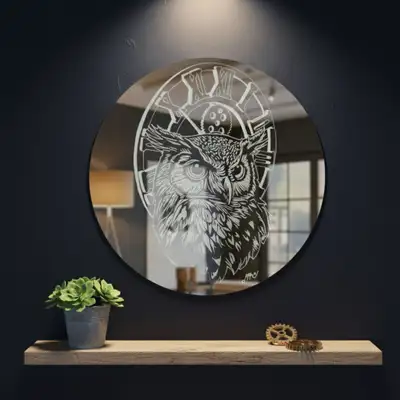 Etched Owl Mirror Wall Art, View more