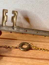 Vintage Brass Key Holder, Keyboard in the Shape of a Key 5 Hooks