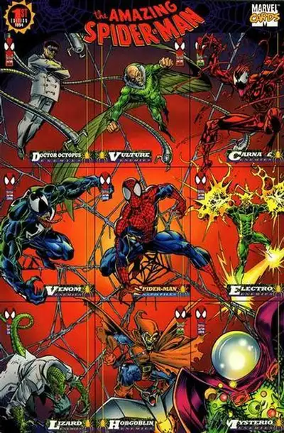 Amazing Spider-Man Fleer 1994: 9 card panel $ 10.00 Marvel Masterpieces III: promo card # P11 (rare)...