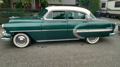 1954 Bel-Air in nice rust free condition all original. Coker Classic White Walls, 235 cu in. inline...