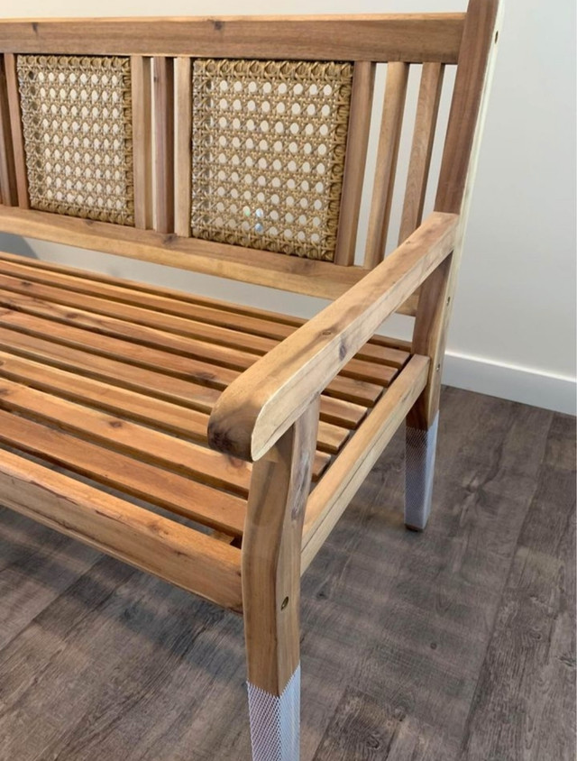 New Rattan Teak Solid Wood Bench in Couches & Futons in Edmonton - Image 2
