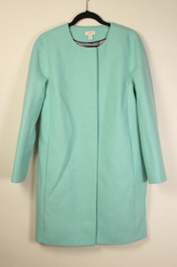 J.Crew Women's Factory Collarless Dress Coat Size 8 Mint Green
