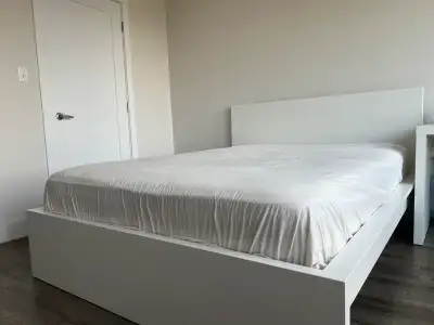 IKEA queen size bed frame and kingsdown mattress , View more