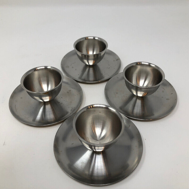Vintage Norway Polaris Stainless Steel Egg Cups Set of 4 in Arts & Collectibles in Kitchener / Waterloo