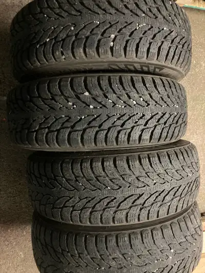 225 65 17 Nokian north 9 suv winter tires. 2 wore down little more than other 2. But all 4 got reall...