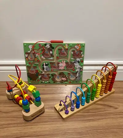 Melissa & Doug wooden toys $10 each or all 3 for $25 firm - First Wooden Beads Maze - Magnetic Wand...
