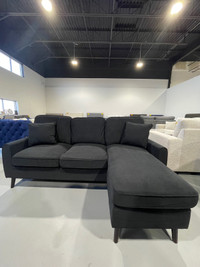 Mega Sale- Mona Black Velvet Reversible Sectional Sofa