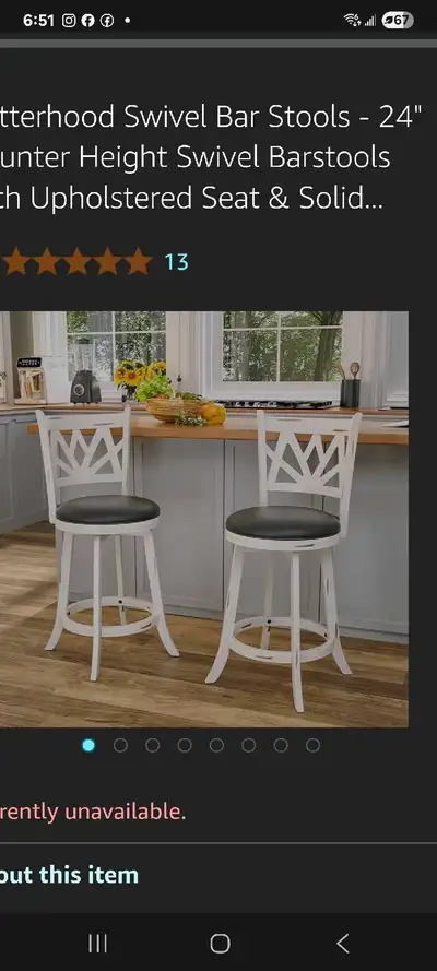 kitchen Swivel Bar Stools, 24" brand new, View more