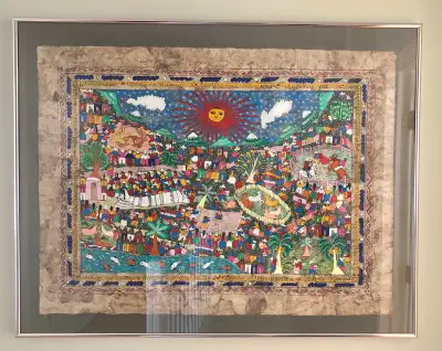 Large Bark Paper Family Original Art Painting Mexico Village, View more