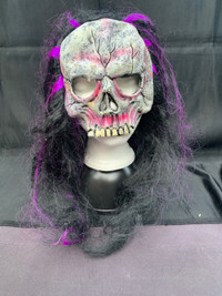 Halloween scary skeleton mask with hair