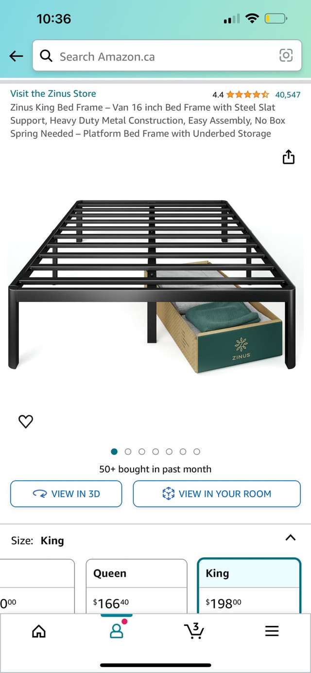 Zinus King Bed Frame – Van 16 inch in Beds & Mattresses in Markham / York Region