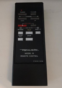 Realistic Model 18 VCR Remote Control Cat No 16-507C P/N243-399J