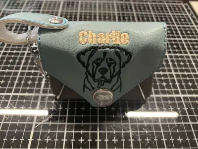 Hand crafted doggie poop bag holders. Can add your puppies name and breed. Have 200 breeds to choose...