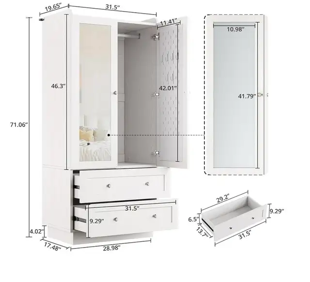 Brand New: Beautiful White Wardrobe with LED lighting in Dressers & Wardrobes in City of Toronto - Image 7