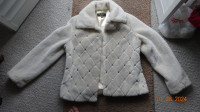 Lady faux fur jacket,estate, jewelled front, size 12-14? lined,