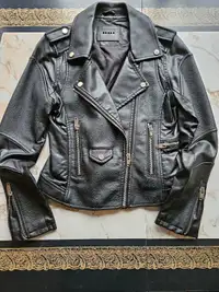 Vegan-Leather Crop Moto Jacket