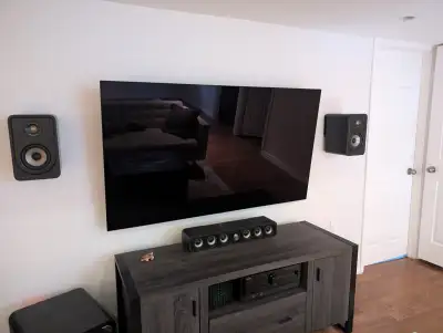 Yamaha RX-V4A AV Receiver & Polk audio system, View more