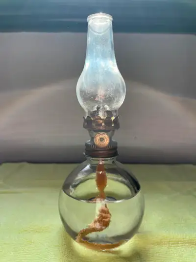 Vintage Small Clear Glass Oil Lamp, View more