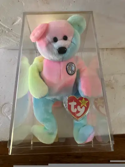 TY 2001 BEANIE BUDDY ~ BIRTHDAY BEAR ~ - , View more