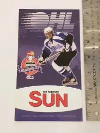 2001-2002 Toronto Sun OHL schedule, all star Erik Staal on cover