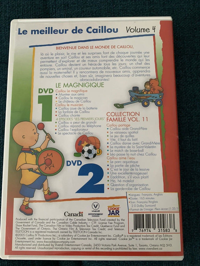 Lot 5 DVD de Caillou dans CD, DVD et Blu-ray  à Laval/Rive Nord - Image 3