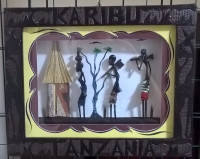 African Art Karibu Tasmania Shadow Box Wooden Picture Frame