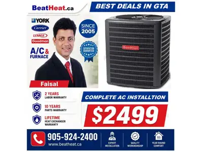 Lennox Goodman Air conditioner & furnace with installation from, View more