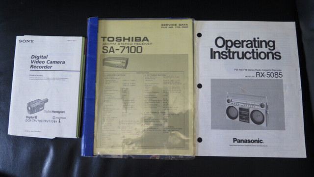 Manuels proprio Sony Handycam, B&W DM560, Panasonic RX-5085 dans Appareils électroniques  à Longueuil/Rive Sud