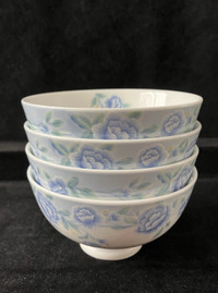 Set of 4 Cheng’s White Jade Rice Bowls with Flower Design