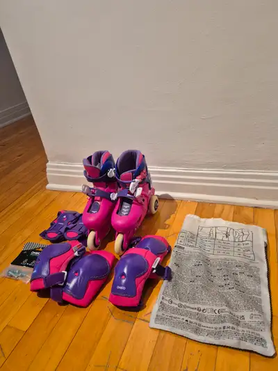 Patins à roulettes pour fille 3-7 ans. l'ensemble à 50$., View more
