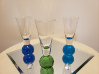 Vintage Trio of Bubble Ball Blwn Glass Shot Glasses