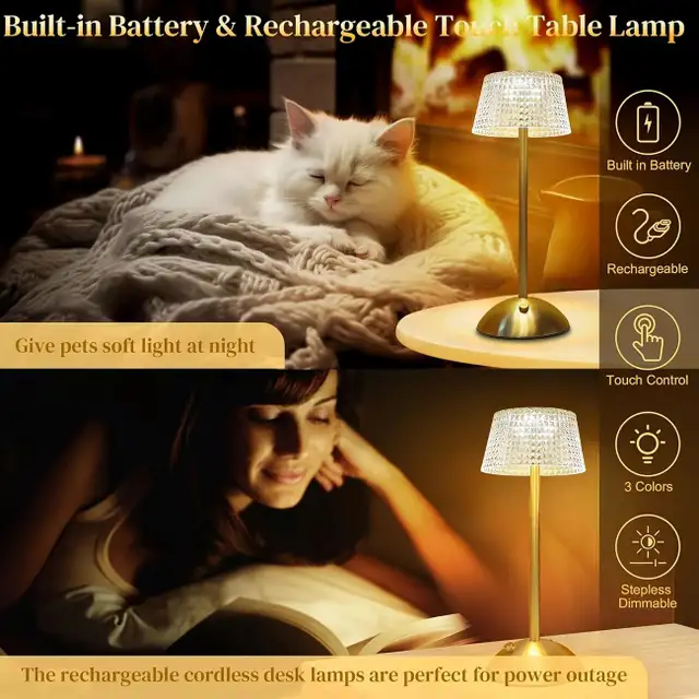 Rechargeable Vintage Crystal Table Lamp in Dining Tables & Sets in Markham / York Region - Image 5