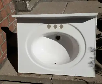 Vanity top sink white moulded with back splashh, View more