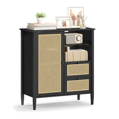Boho Buffet Cabinet, Synthetic Rattan Sideboard with Drawers, View more