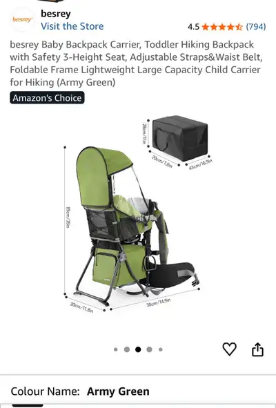 Besrey Baby Backpack Carrier - Army Green, View more