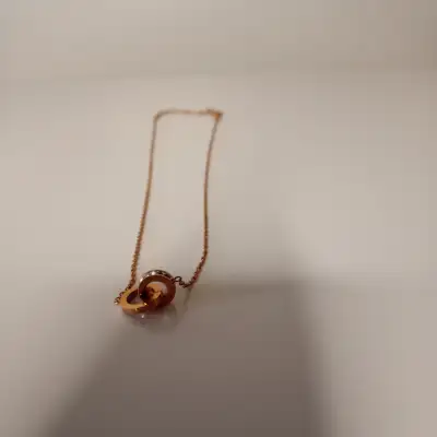 Double Ring Roman Number Necklace-Rose Gold Plated, View more