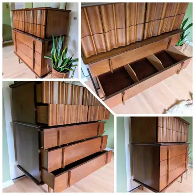 MCM United Furniture Walnut Tallboy Dresser, View more