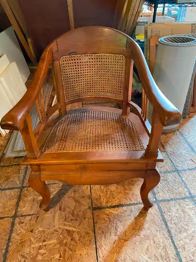 Indonesian teak and cane chair, View more