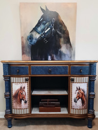 console credenza sideboard buffet cabinet...horse lovers