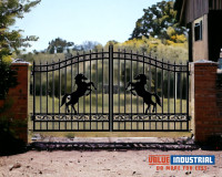 14 ft Iron Driveway Gate- Horse Artwork