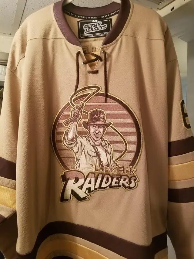 GEEKY JERSEYS LOST ARK RAIDERS INDIANA JONES HOCKEY JERSEY XL
