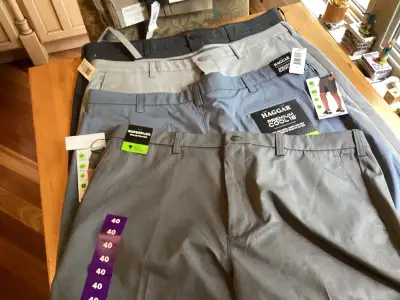 All new, never worn mostly Costco short and pants. 4 pairs of new HAGGAR Premium Cool shorts, 40” wa...
