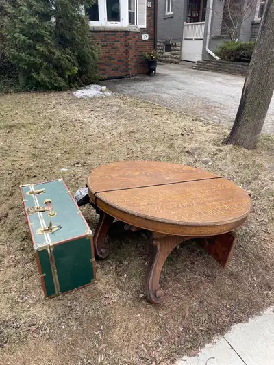 Oak solid table with legs. At curb 35 Burnaby Blvd (Ave, View more