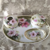 ANTIQUE Porcelain DRESSER TRAY Set RS Tillowitz Germany  1910